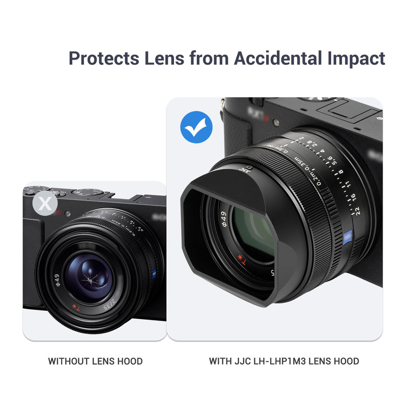 Metal Square LHP-1 RX1R III Lens Hood Shade Protector Cover with Lens Cap | for Sony RX1R III II RX1RIII RX1RII RX1RM3 RX1RM2 RX1 Cameras, E 55-210mm F4.5-6.3 OSS SEL55210, with Drawstring Pouch Minimalist Style
