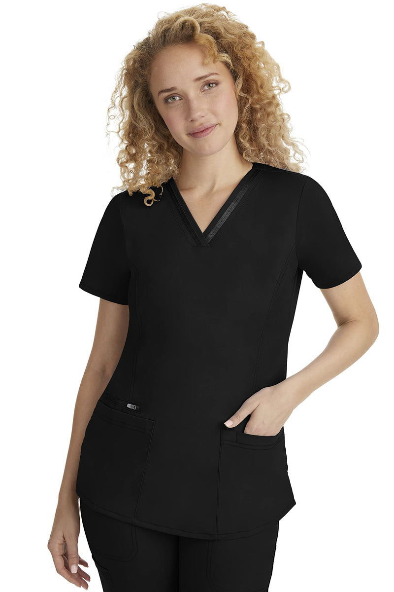 Healing Hands Scrub Top for Women with 3 Pockets and Easy Care, 2-Way Stretch Fabric 2278 Large Black