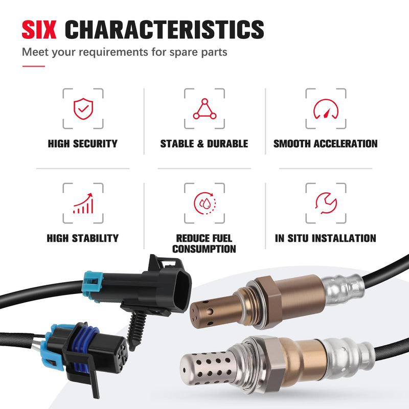 O2 Oxygen Sensor Upstream Downstream Bank 1 & 2 SG272 234-4285 Fit 2002-2003 for Chevy Trailblazer EXT for GMC Envoy XL for Isuzu Ascender for Oldsmobile Bravada 4.2L V6 Engine Cylinder 2PCS