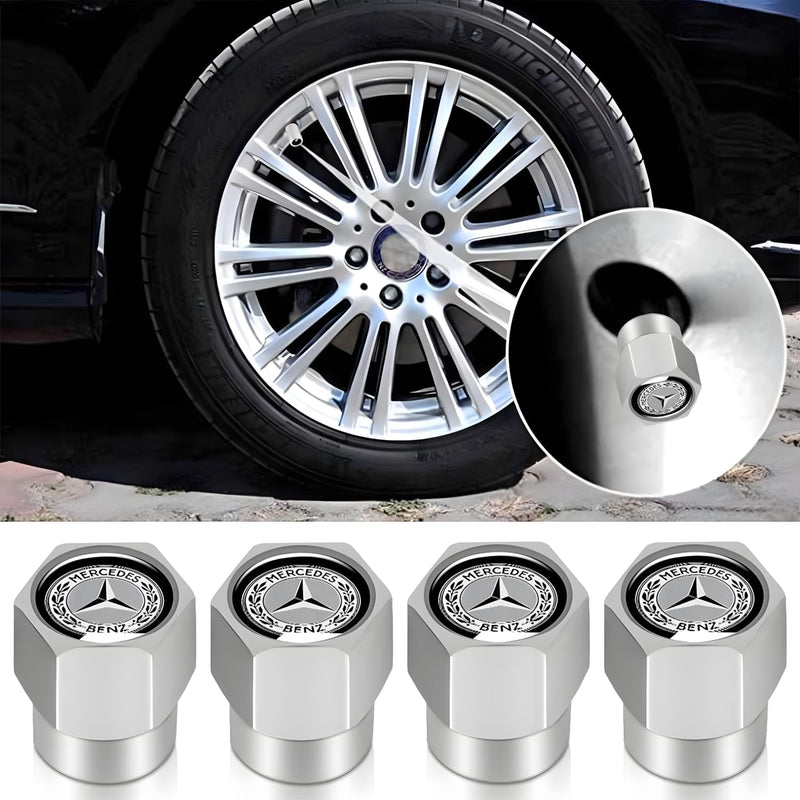 Tire Valve Stem Cap Cover Compatible for Mercedes Benz AMG Belt O-Ring Seal Corrosion Resistant tire Valve caps 4 Pc Cap-05