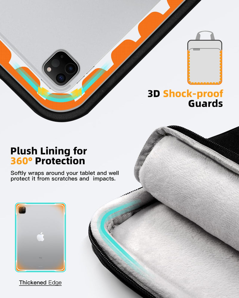 TiMOVO 13 Inch Tablet Shoulder Bag for iPad Air 13 Inch 2024,iPad Pro 13 Inch 2024,iPad Pro 12.9 M2 2022/2021/2020,Galaxy Tab S8+/S9+ 12.4" 2022/2023,360° Protection Tablet Sleeve with Handle, Black
