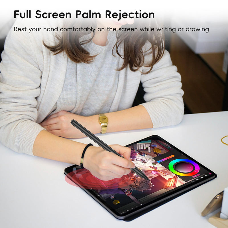 Rechargeable MPP 2.0 Tilt Pen for HP/Surface/Kobo, 4096 Pressure & Magnetic | Two Side Button, Palm Rejection Stylus for Surface Pro 11-3, Laptop/Book/Go/Studio for Students Artists Drawing Note-Taking Black