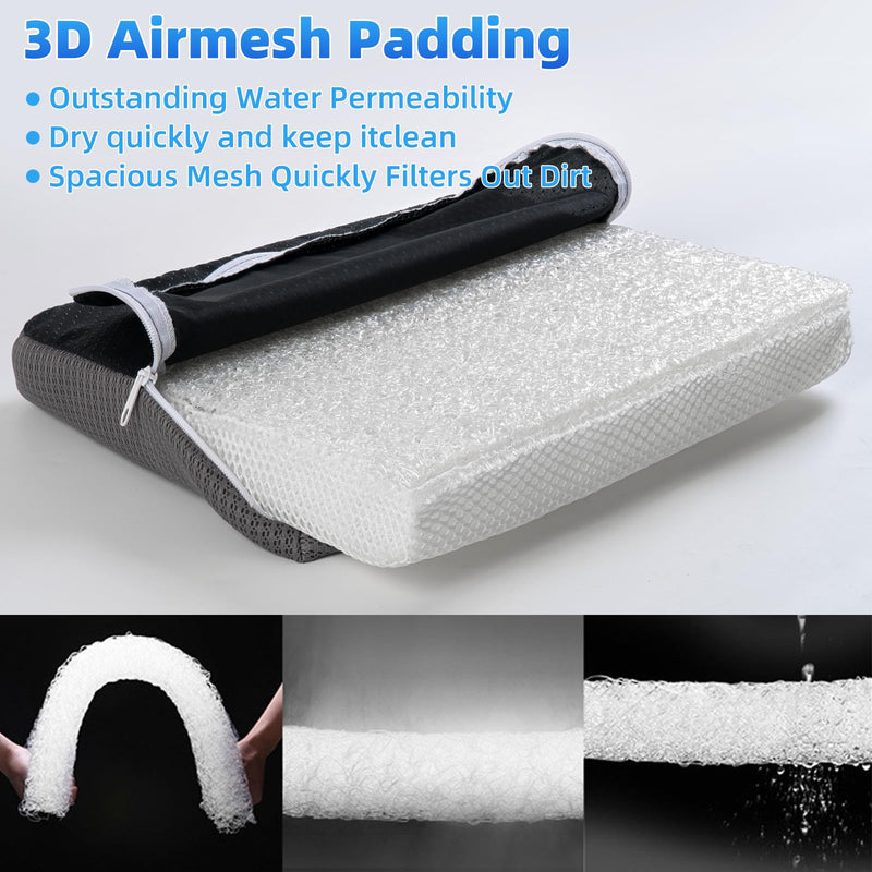 Shower Seat Cushion with Non-Slip Silicone Bottom, Shower Chair Cushion for Transfer Benches,Washable 3D Mesh Pad with Hook,Quick Drying Bathtub Chair Pad for Elderly, Pregnancy Grey
