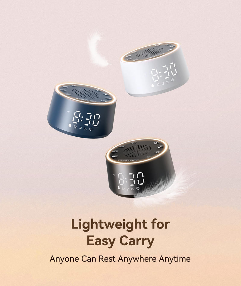 Dreamegg Sound Machine & Alarm Clock - White Noise Machine with 7 Wake-Up Sounds, 0-100% Dimmable, Night Light, Sound Machine for Sleeping, Office, Home, Travel Essentials Gift, Navy Palm-sized (D1 Nova)