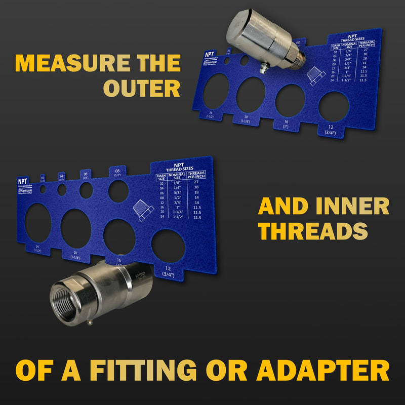 American Thread Identification Kit | Includes: Thread Pitch Gauge, Fitting Identification Cards, Vinyl Bag for Identifying NPT, JIC, ORFS, O-Ring Boss, NPSM, and SAE 45