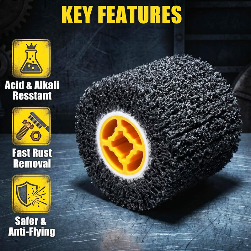 4.5" x 4" Abrasive Drawing Drum, 3/4" Quad Keyway Wire Drawing Wheels, 40 Grit Surface Conditioning Tools (Pack of 2)