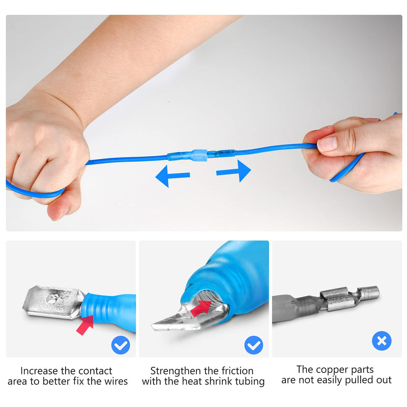 Kuject 450PCS Heat Shrink Wire Connectors, Multipurpose Waterproof Electrical Wire Terminals kit, Insulated Crimp Connectors Ring Fork Spade Butt Splices for Automotive Marine Boat Truck 450