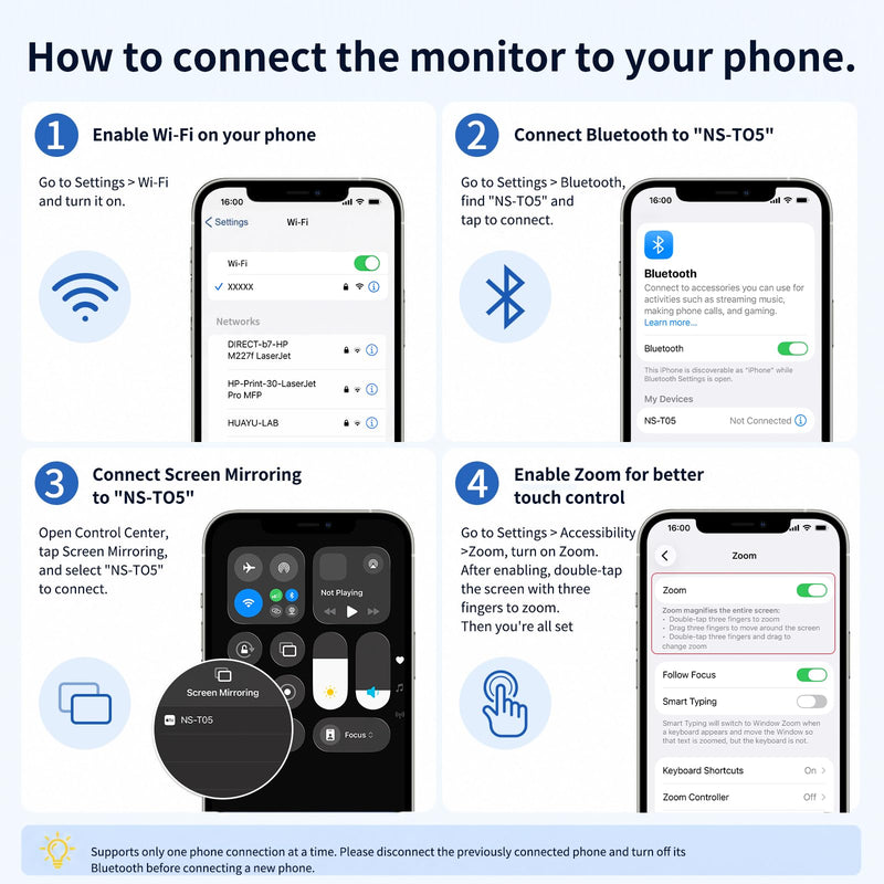 5'' Touchscreen Selfie Screen Monitor with 5000mAh Long-Lasting Battery | Portable External Phone Monitor for iPhone & Samsung, Wireless Back Camera Monitor, Magnetic Monitor for Vlog Live Streaming