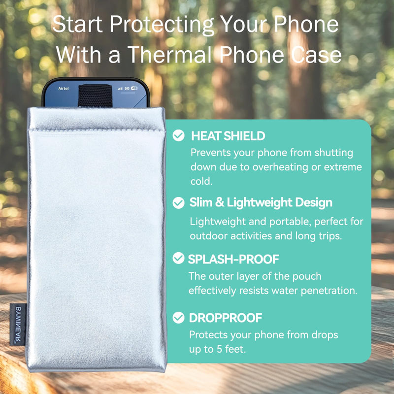 Thermal Phone Case,Prevent OVERHEATING in The Sun, Prevent Lower Temperatures to Extend Battery Life, for iPhone 15Pro/16/16Pro/17/17Pro/Samsung Galaxy and Similar Sized Phones (Silver, Medium) Silver
