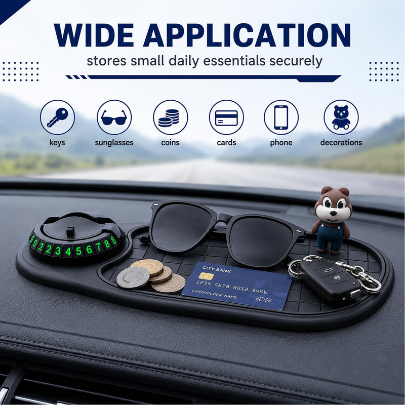 Anti Slip Mat for Car Dashboard,Dash Mat,Multi-Functional Support Anti-Slip Pad,3 in 1 Dashboard Grip Pads for Phones,Support Anti Slip Pad for Phones Sunglasses Keys Gadgets(Gray + Black)
