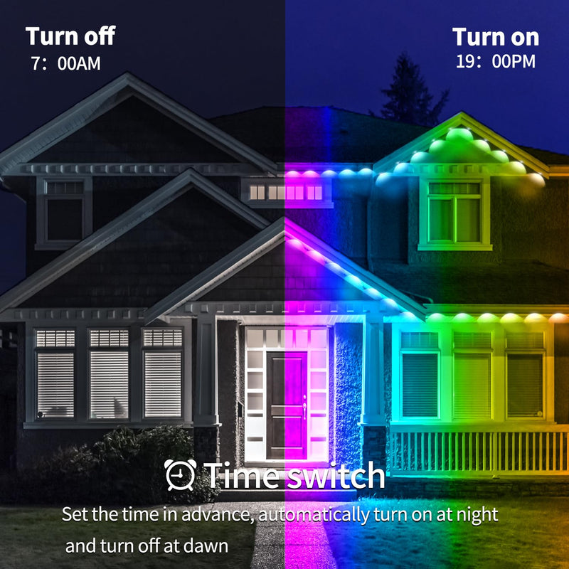 60ft Permanent Outdoor Light, RGB Outdoor eave Lights with APP & Remote Control,Music synchronisation IP67 Waterproof LED eave Light,Suitable for Party, Daily,Halloween,Christmas,Rooftop,Garden,Patio 60FT