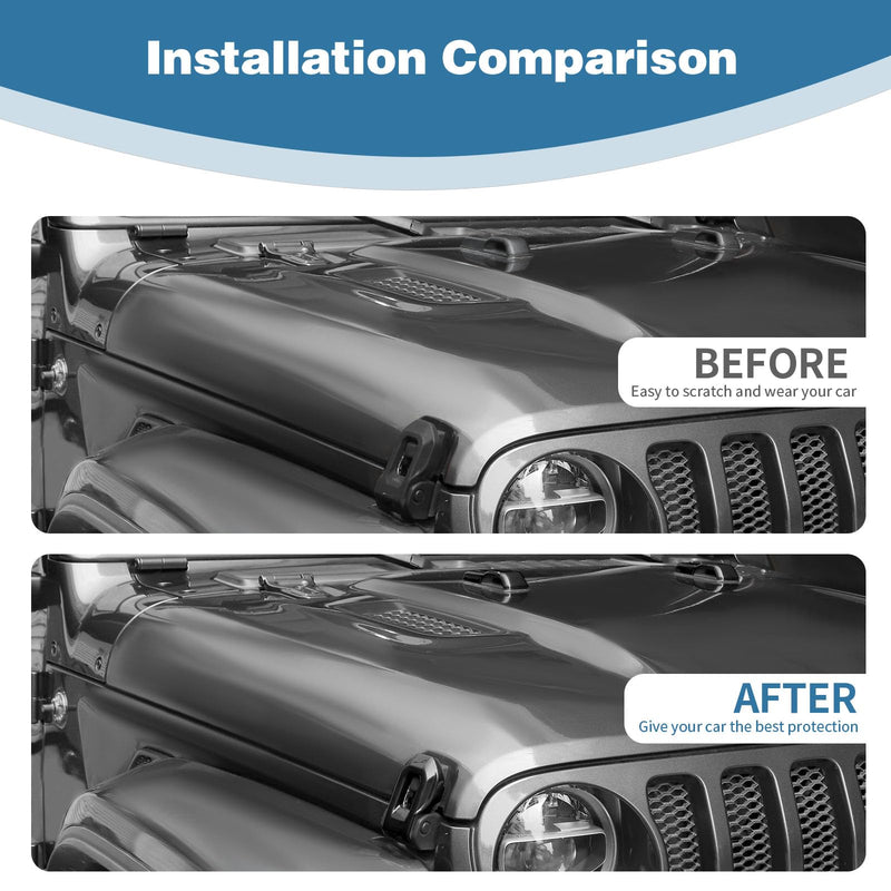 for Jeep JL Hood Decal Latch Trim Cover Fit for Jeep Wrangler JL JLU 2018-Present for Gladiator JT 2020-Present Black Exterior Accessories 4pcs
