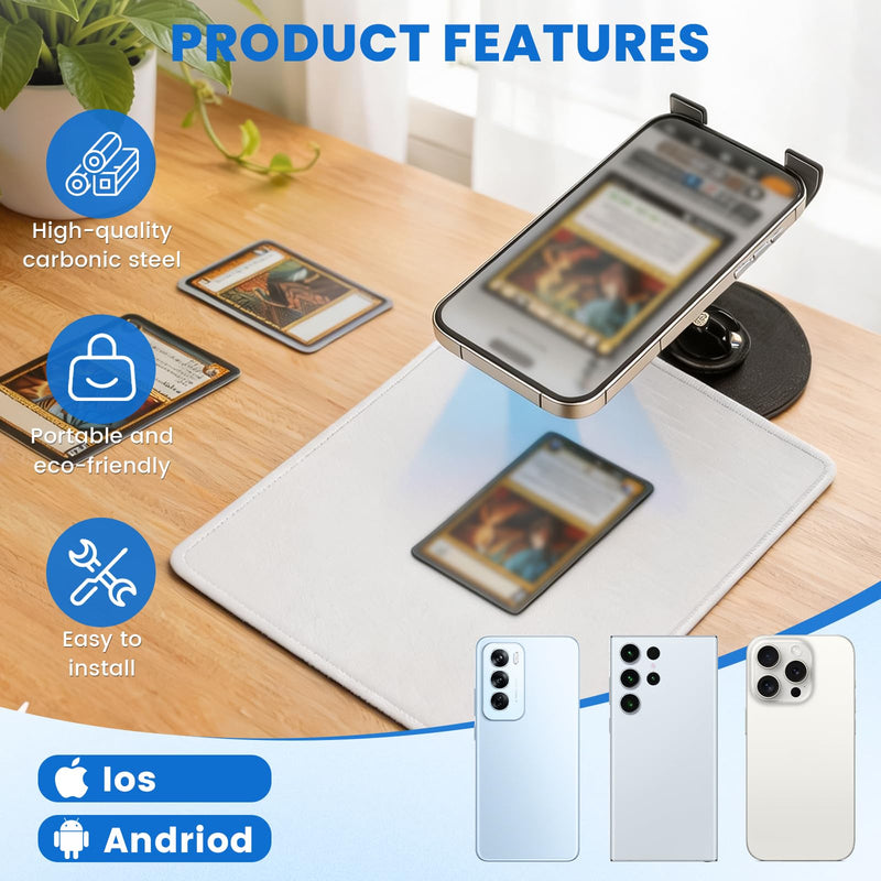 Foldable Trading Card Scanner Stand, Carbon Steel Phone Holder, Card Scanning Stand for MTG & TCG, Sports Card Scanner, Available for ManaBox App