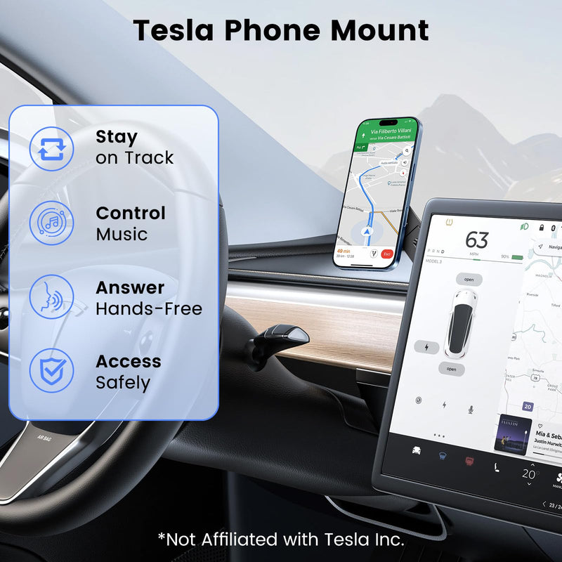 Magnetic 2PC Phone Holder for Laptop, MagSafe Laptop Phone Mount for iPhone 17/16/15/14/13/12 & All Phones, 180°Adjustable Phone Side Mount for Monitors for Tesla 3/Y Black pro Standard