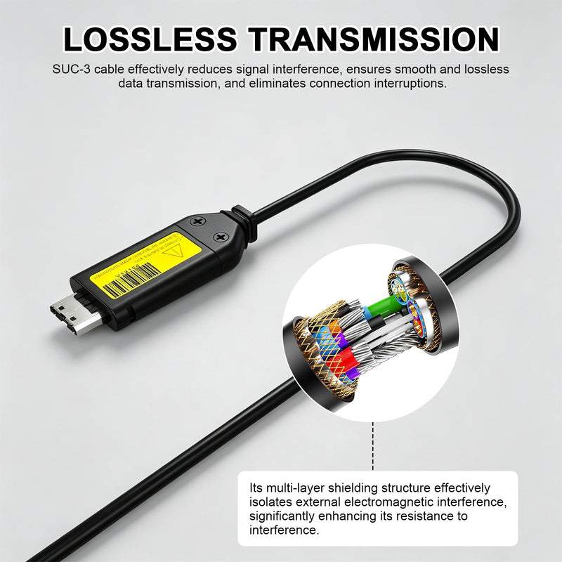 USB Camera Cable Compatible with Samsung Digital Camera ES55 ES70 ES73 L100 L210 PL100 PL120 PL121 PL20 PL50 PL81 PL200 PL210 ST60 ST61 ST90 WB210 WB700, SUC-3 Cable for Computers, Laptops (1.5m) 1.5m