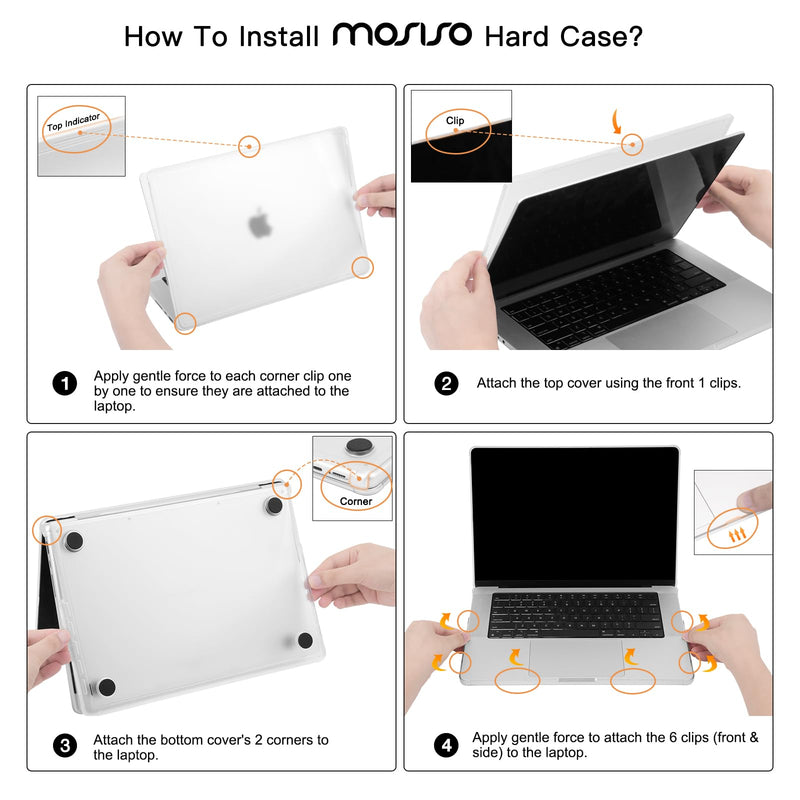 MOSISO Compatible with MacBook Pro 16 inch Case M5 M4 M3 M2 M1 2026-2021 | 3 in 1 Kit Reinforced Shock-Absorbing Hard Shell Case Cover for A3429 A3428 A3403 A3186 A2991 A2780 A2485, Matte Clear