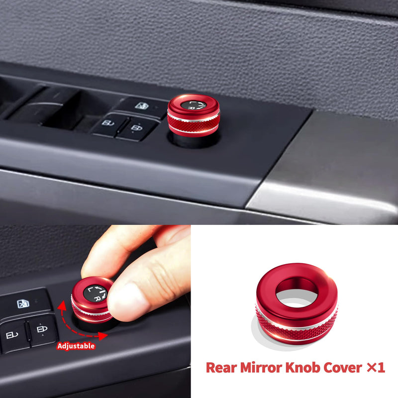 Knob Cover Accessories for Toyota Tundra 2022-2025 & Sequoia 2023-2025, 5pcs Aluminum Alloy Trim Set (Red, 14-inch Display Screen) Red