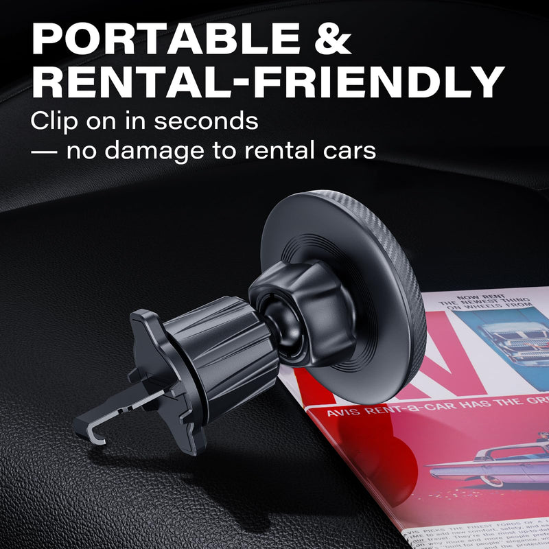 APPS2Car for MagSafe Vent Mount, Magnetic Phone Holder for Car Air Vent | Strong Magnet Car Phone Mount with Triple Lock Metal Hook Clip for MagSafe iPhone 17/16/15/14/13/12 & Smartphones Secure Hold Magsafe 1-Pack