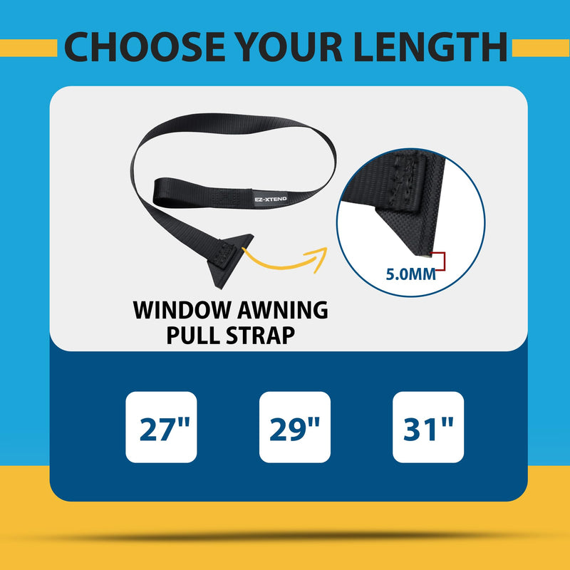EZ-Xtend RV Camper Window Awning Pull Strap. Replacement Strap Made with UV Polyester Webbing, Lifetime Thread for Easy Operation RV Patio Window Awning. Sewn in USA (31") 31"