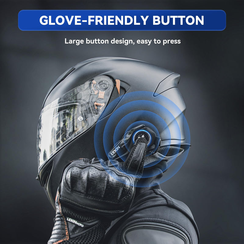 LEXIN G2P Motorcycle Helmet Bluetooth Headset, Group Intercom Communication System, FM Radio/ 6 Shells/Universal Pairing/Private Talk/Noise Cancellation, Fit for Snowmobile/ATV, 1 Pack G2P Single Pack
