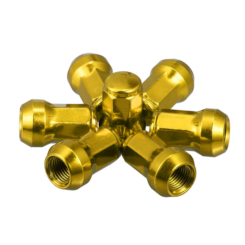 ACROPIX M12 x 1.25 Car Lug Nuts Cone Seat Closed End Bulge Acorn Hex Wheel Nut with Socket Key Gold Tone - Pack of 20