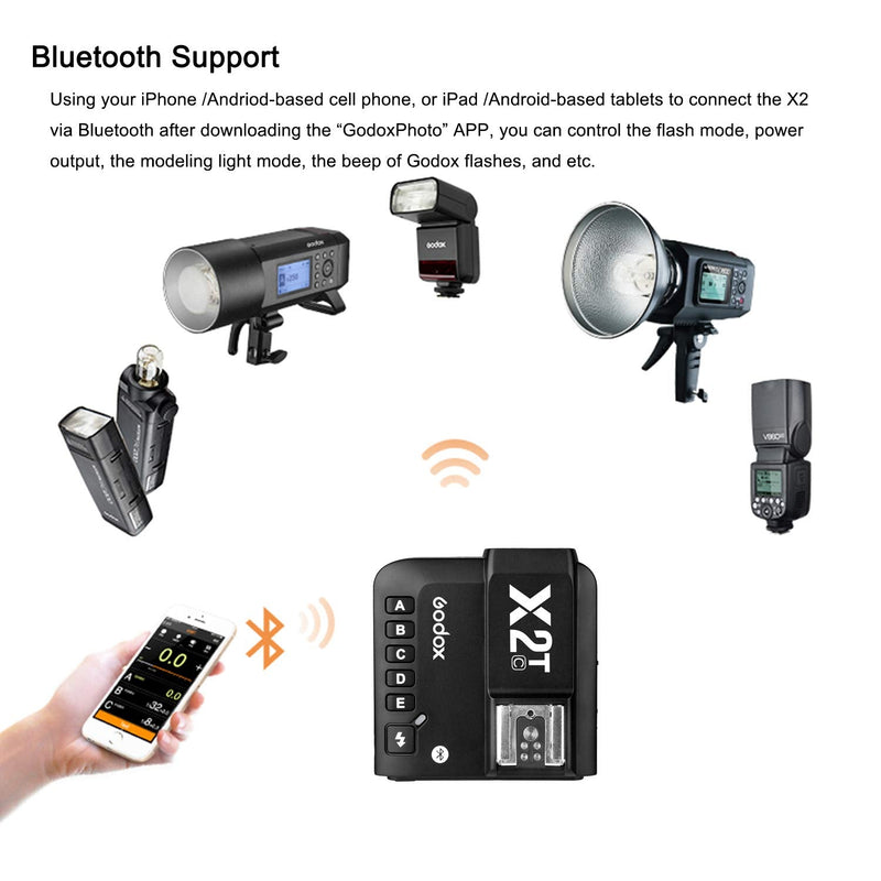 Godox X2T-C TTL Wireless Flash Trigger for Canon, Support 1/8000s HSS Function, 5 Dedicated Group Button and 3 Function Button for Quick Setting