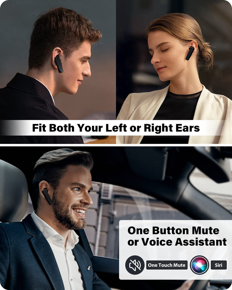 ADADPU Bluetooth Headset - V5.0 Wireless Handsfree Earpiece Built-in Dual Mic Noise Cancelling, 10 Days Standby 16Hrs HD Talktime Ultralight Headset for iPhone Android Samsung Laptop(Black) Black