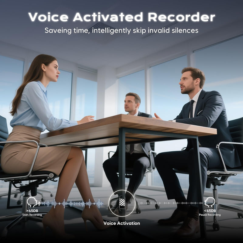 136GB(18800H) AI Noise Reduction Voice Activated Recorder - Pexqil Voice Recorder with OTG Transfer, Portable Auto Save Recording Device, Audio Recorder for Business Lectures Interviews 136.0 GB