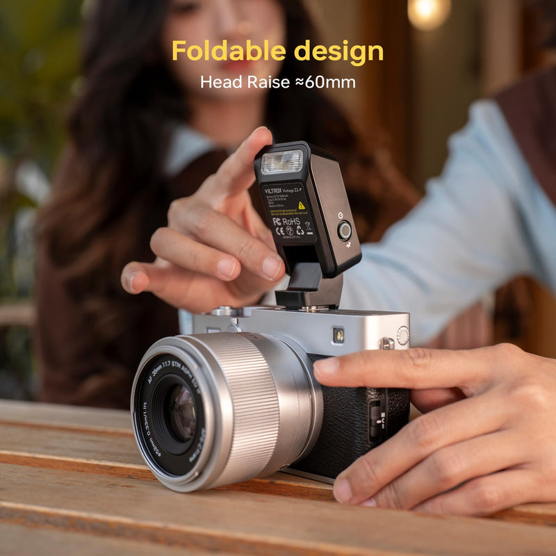 VILTROX Vintage Z2 TTL Foldable Mini Camera Flash for Fujifilm | 700 Full Power Flashes, 2s Recycle, USB-C Charging Mini Speedlite GN6 with 5 Levels (Z2-F)