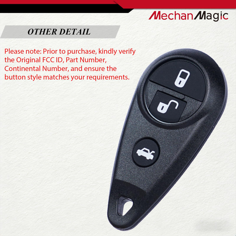 Key Fob Replacement Fits for 2005-2007 Subaru Legacy Outback / 2009 Forester / 2007-2009 Impreza WRX STI / 2006-2008 B9 Tribeca (NHVWB1U711) Keyless Entry Remote Control (Set of 2)