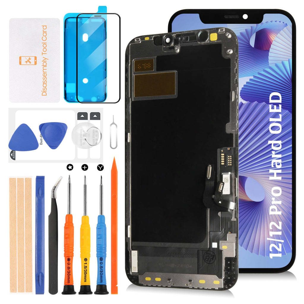 Hard OLED 12/12 Pro LCD Screen Replacement for iPhone 12/12 Pro 6.1 inch [Hard OLED,NOT LCD] LCD Display Touch Digitizer Screen Assembly A2403 A2172 A2402 A2404 with Repair Tools