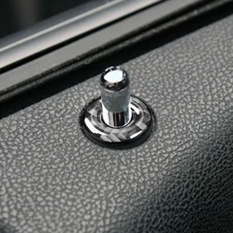 NVCNX Real Carbon Fiber Accessories Compatible with Dodge Charger 2011-2023 2012 2013 2014 2015 2016 2017 2018 2019 2020 2021 2022 Inner Door Lock Pin Ring Cover Sticker Interior Trim Kit Black 4PCS Door Lock Ring