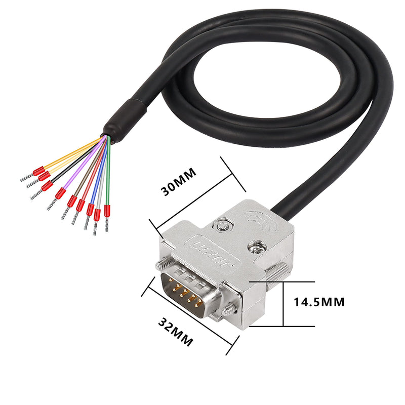 XMSJSIY DB9 Connector Adapter Cable, D-SUB 9Pin RS232 RS485 Serial Port Extension Cable Replacement with Bare Wire 22AWG (DB9 Male) DB9 Male