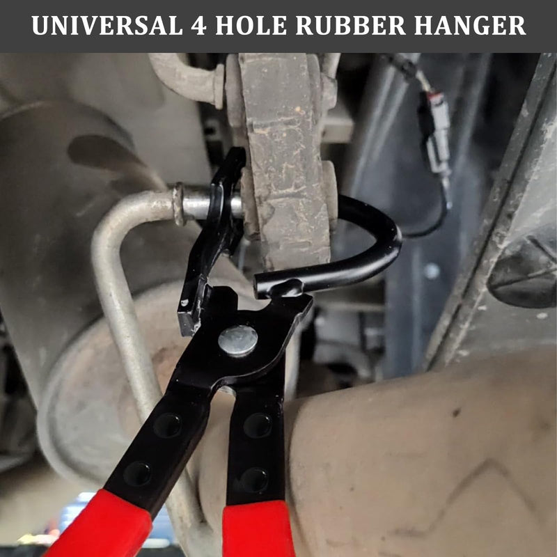 Exhaust Hanger Removal Tool Kit with 2PCS 4 Hole Exhaust Hangers,Universal Exhaust Hanger Pliers for Quick Removal Muffler Hanger,Essential Exhaust Hanger Tool Car Accessories