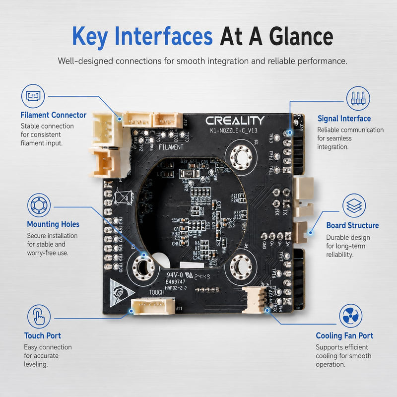 for Creality K1C Original PCBA K1 Max T9 GD32F303CBT6 NOZZLE-C-V13 Adapter Board Hotend Toolhead PCB Module for K1/K1 Max/K1C/K1 SE Replace Upgrade New Version