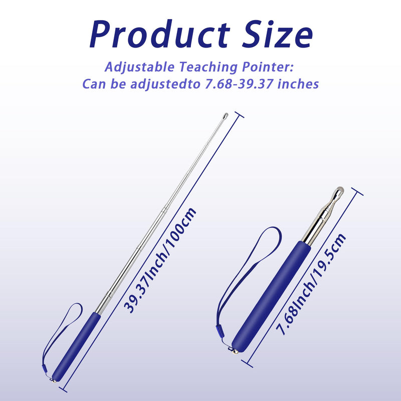 Retractable Teacher Pointer, Pointer Stick with Stylus Smooth Sensitive Tablet Pen, Pointers for Classroom, Teacher Coach Presenter Pointer, Pointer Finger Stick, Blue(with Lanyard)