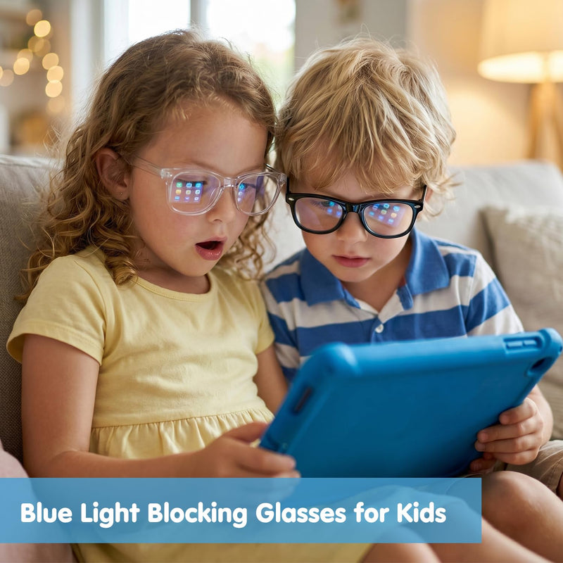 Blue Light Glasses for Kids Toddler Girls Boys 2-8 age | Kids Blue Bight Glasses 3pack Eyestrain Computer UV400 Anti Glare TR90 Unbreakable Black + White + Translucent Blue Age 2-8 Yrs