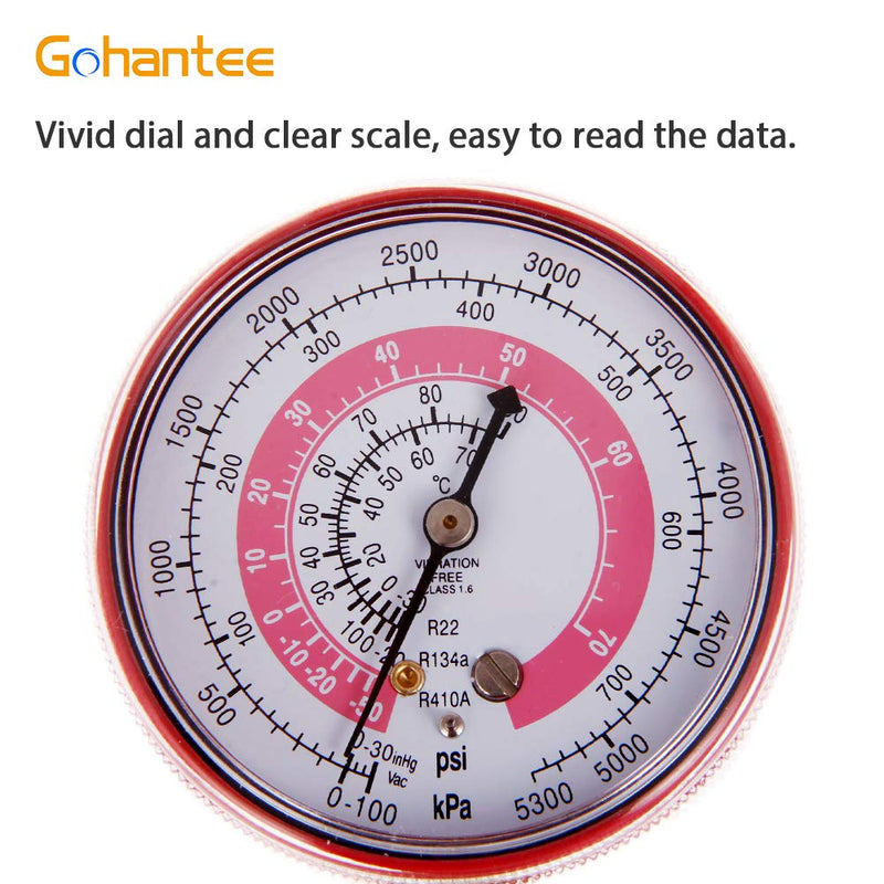 Air Conditioner Refrigerant Low and High Pressure Gauge 70mm/2.7inch for R410A R134A R22 PSI PA AC Pressure Gauges