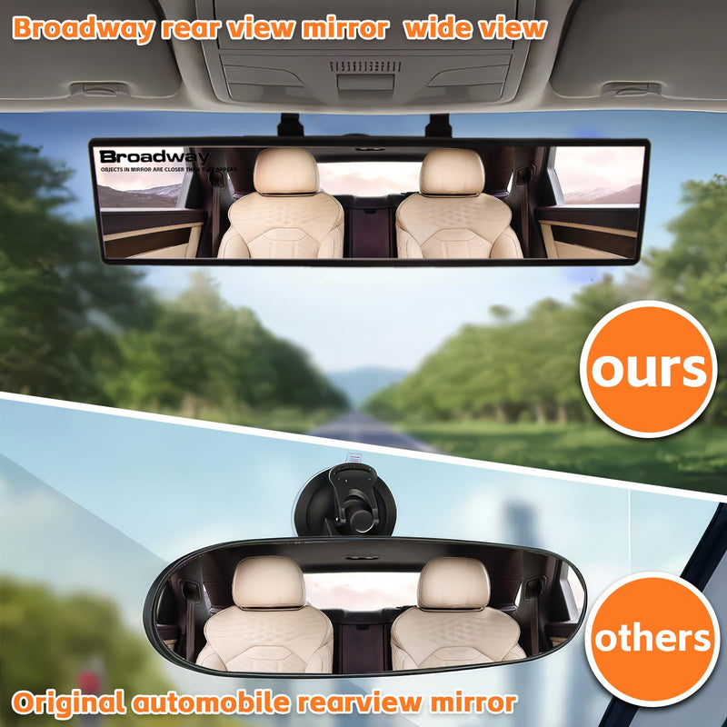 Universal Panoramic Rear View Mirror - Wide Angle Car Blind Spot Convex Mirror Accessories for Cars, SUV, Trucks, Vehicles - 12 Inch (White) 300mm-White