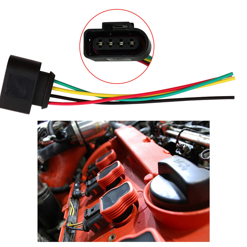 Vw Ignition Coil Connector Plug Harness Compatible with Volkswagen Vw Passat Audi A4 1.8T, 2.0T, 2.5L, 3.2L, 4.2L 4 Pack Vw Ignition Coil Harness 16pcs Heat Shrink Butt Connectors