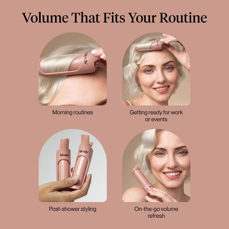 Kitsch Volumizing Hair Clips for Styling for Women 2pcs - Terracotta | Hair Rollers for Women, Volumizing Hair Products, Hair Roller Clips for Effortless & Frizz-Free Curls That Last