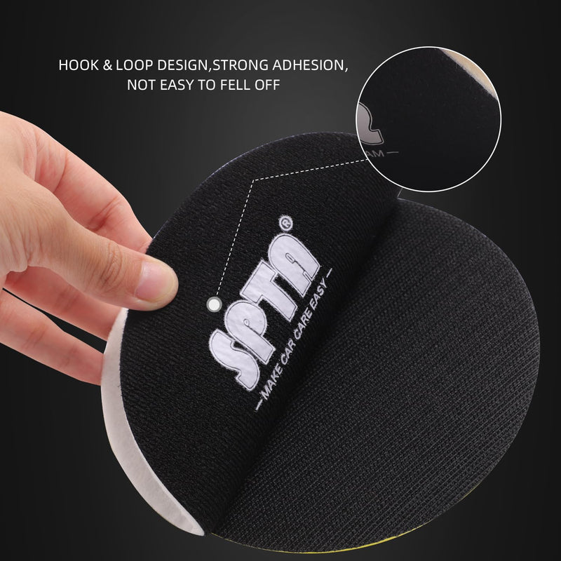 SPTA 5 Pcs 5''(125mm) Car Glass Polishing Discs Microfiber Polishing Buffing Pad - Glass Scratch Removal Kit for Correcting Damaged Windows, Removing Stubborn Waterspots 5 Inch(125mm)