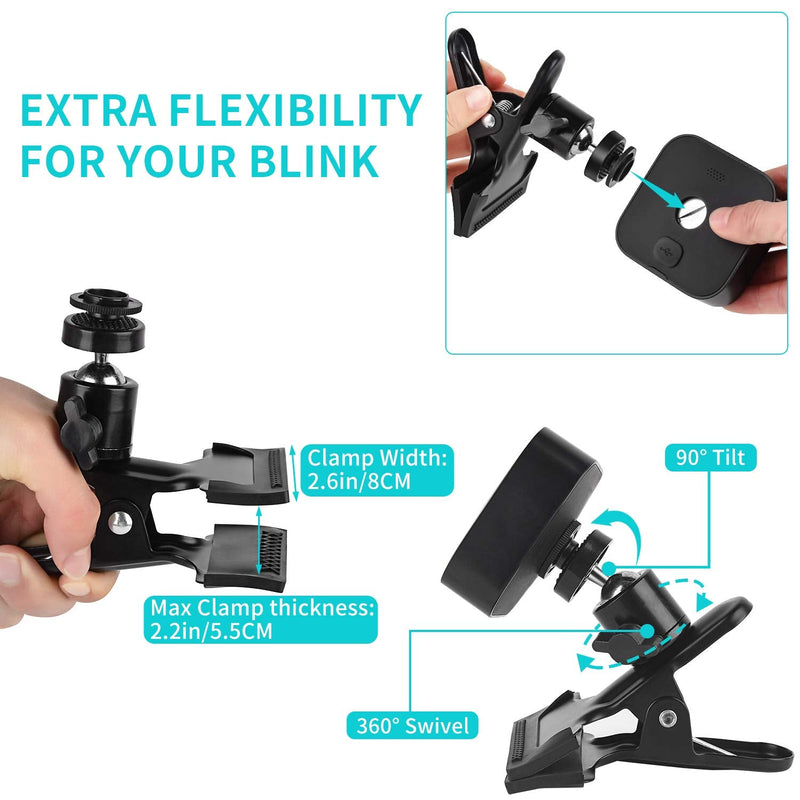 ALERTCAM 2Pack Clip Clamp Mount for Blink Outdoor 4 (4th Gen) / (3rd Gen), Blink XT / XT2, Blink Mini, Metal Clip Holder to Attach Your Camera Anywhere with No Tools