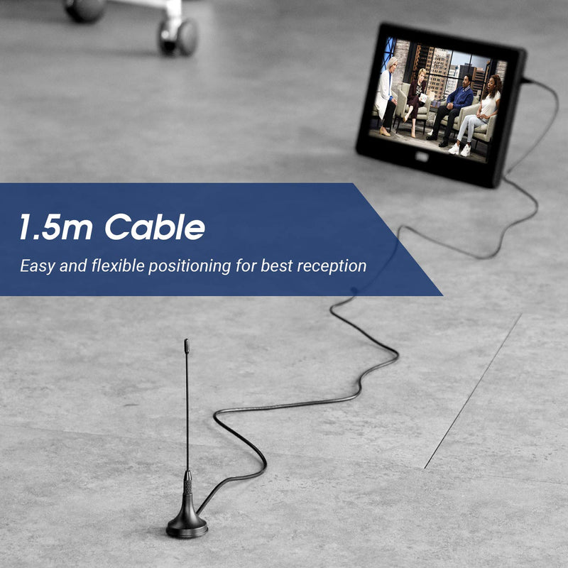 HDTV Antenna - August DTA180 - Portable Mini Digital Aerial with Magnetic Base - Easy Setup - Optimized for Free Over-The-Air HD Channels - Compact Design - Clear Reception