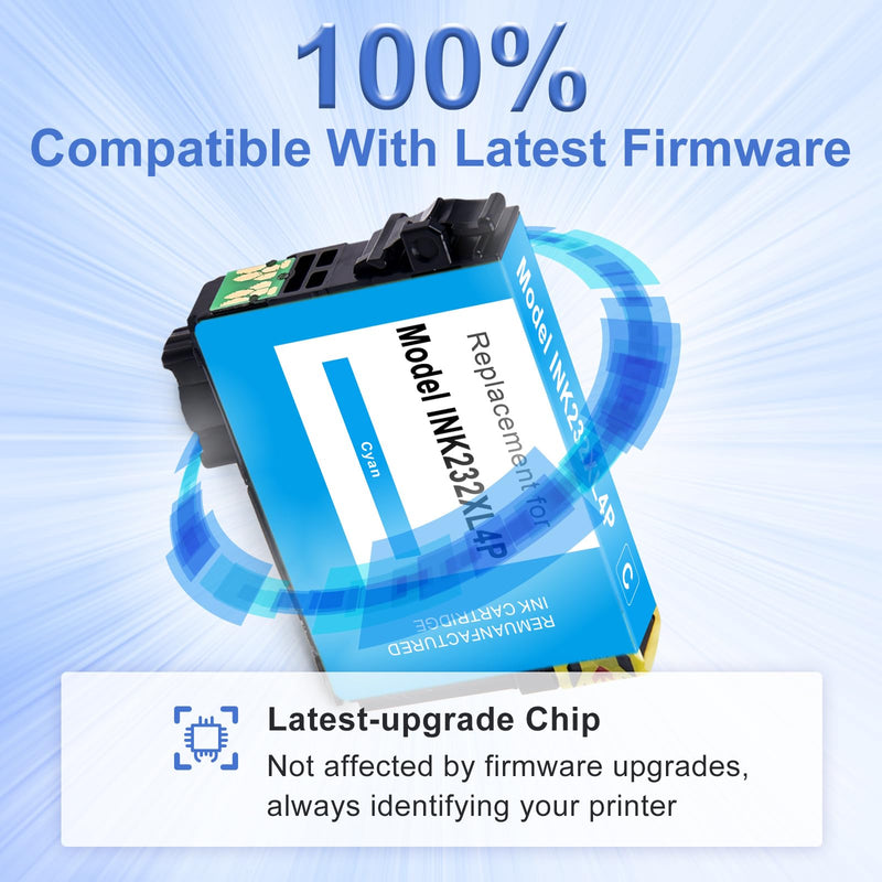 MC SUPRINT Remanufactured Ink Cartridge Replaced for Epson 232XL 4 Pack | Latest Chip High Yield Ink Work for XP-4200 Printer Ink cartridges XP-4205 WF-2950 WF-2930 Fits Home Homework School Office