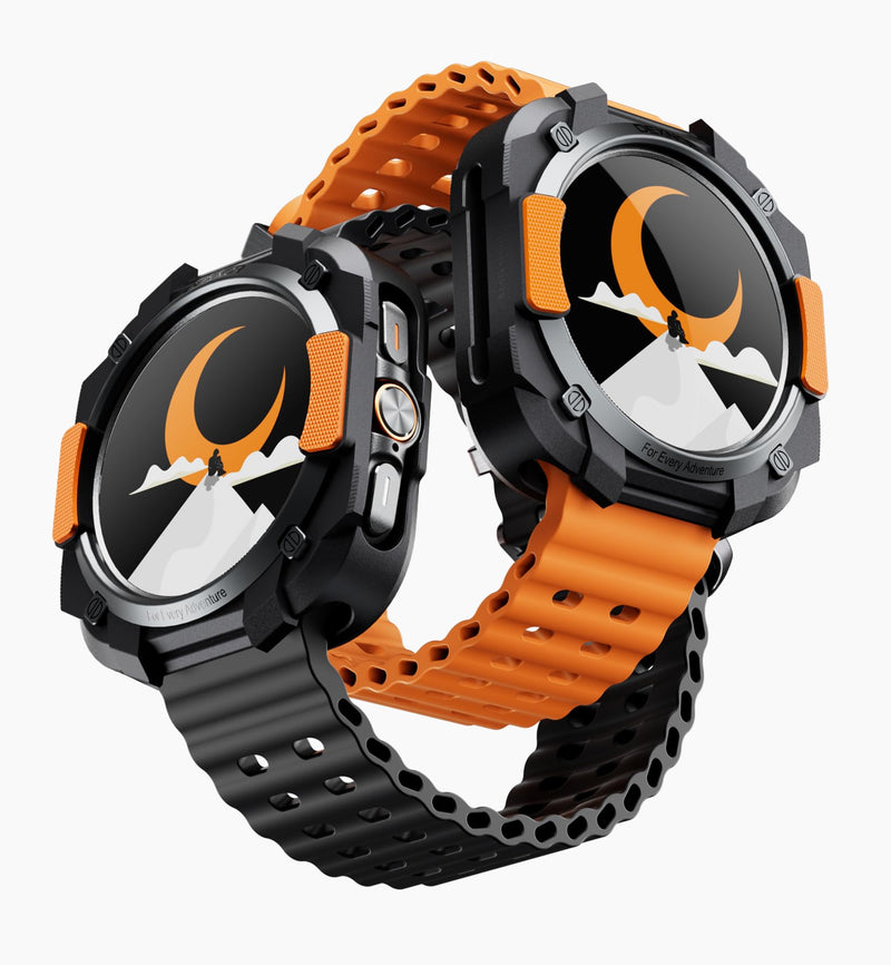 DEXNOR Case for Samsung Galaxy Watch Ultra 47mm 2025/2024, Durable Shockproof TPU Bumper Cover for Outdoor Adventure，Black Orange black-orange