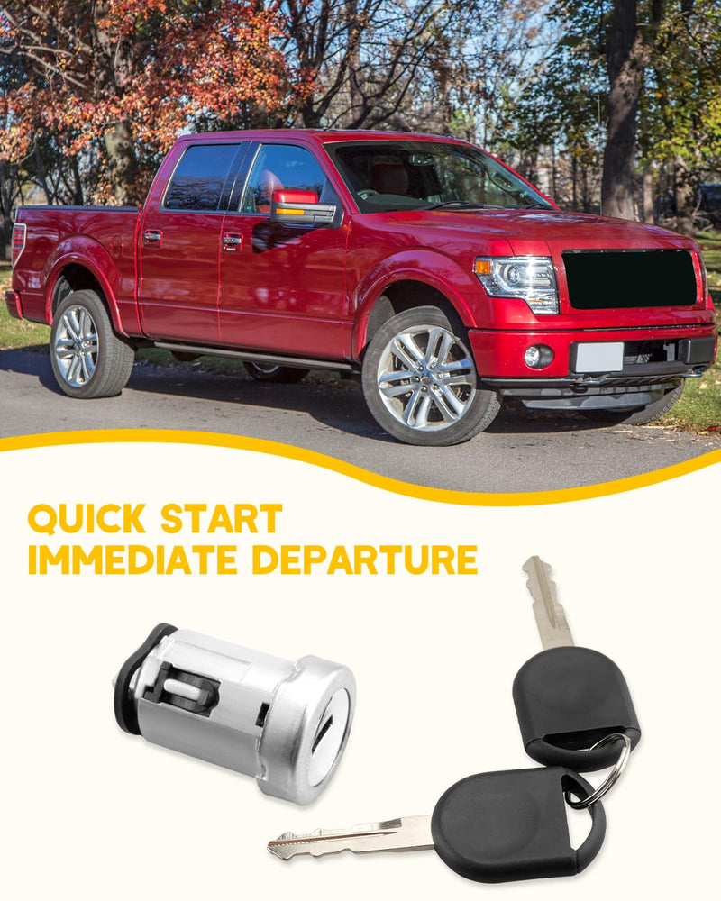 Ignition Switch Lock Cylinder with 2pcs Transponder Chip Keys Fit for Ford F150 F250 F350 Escape Focus Lincoln Mustang Mercury Mazda, Replacement 924-717 4L3Z11582BB