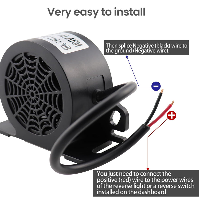 MIRKOO Backup Alarm 110dB 12V-80V DC Waterproof Industrial Heavy-Duty Backup Reverse Warning Alarm with Super Loud Beeper Tone for Truck Van Freight Car Lorry Heavy Vehicles(Equipped with Wire)