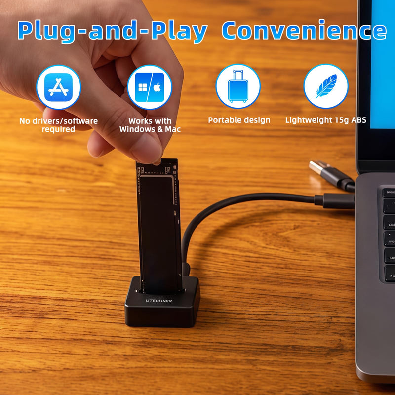 M.2 NVMe SSD Docking Station, 10Gbps USB 3.2 Gen 2 External Enclosure, PCIe SSD Dock to USB-C Adapter, Tool-Free, Supports M-Key 2230-22110 SSDs, Plug & Play (Not for SATA) Black-1-NVME