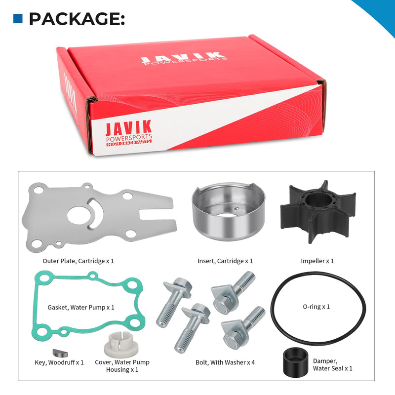 Water Pump Impeller Repair Kit for Yamaha Outboard 40HP 50HP 60HP 1995-Up 40/50/60/C40/P40/C50/F50/P50/F60 OEM# 63D-W0078-01-00 63D-W0078-00-00 63D-W0078-03-00